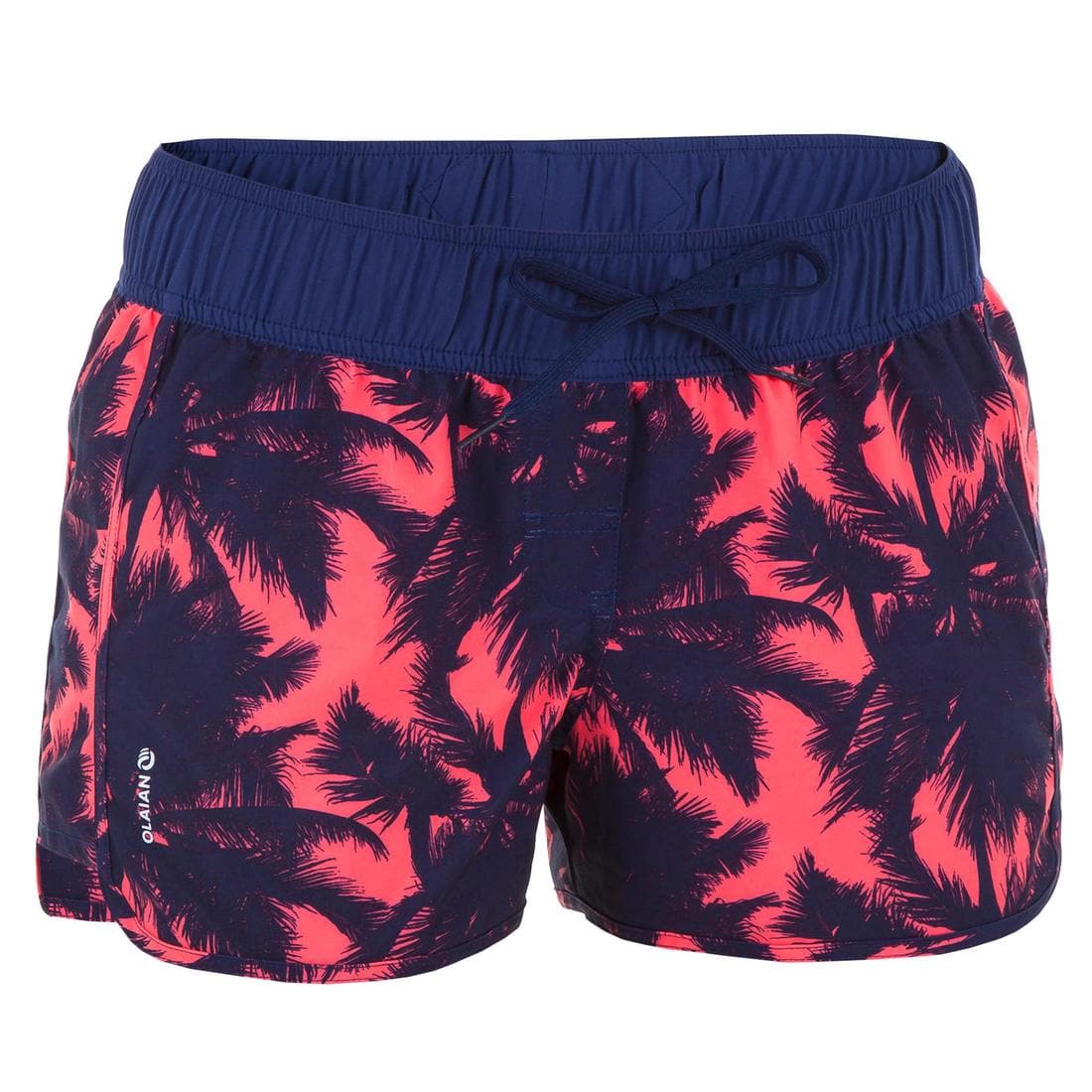 Boardshort surf femme TINI CORAIL avec ceinture élastiquée et cordon de serrage