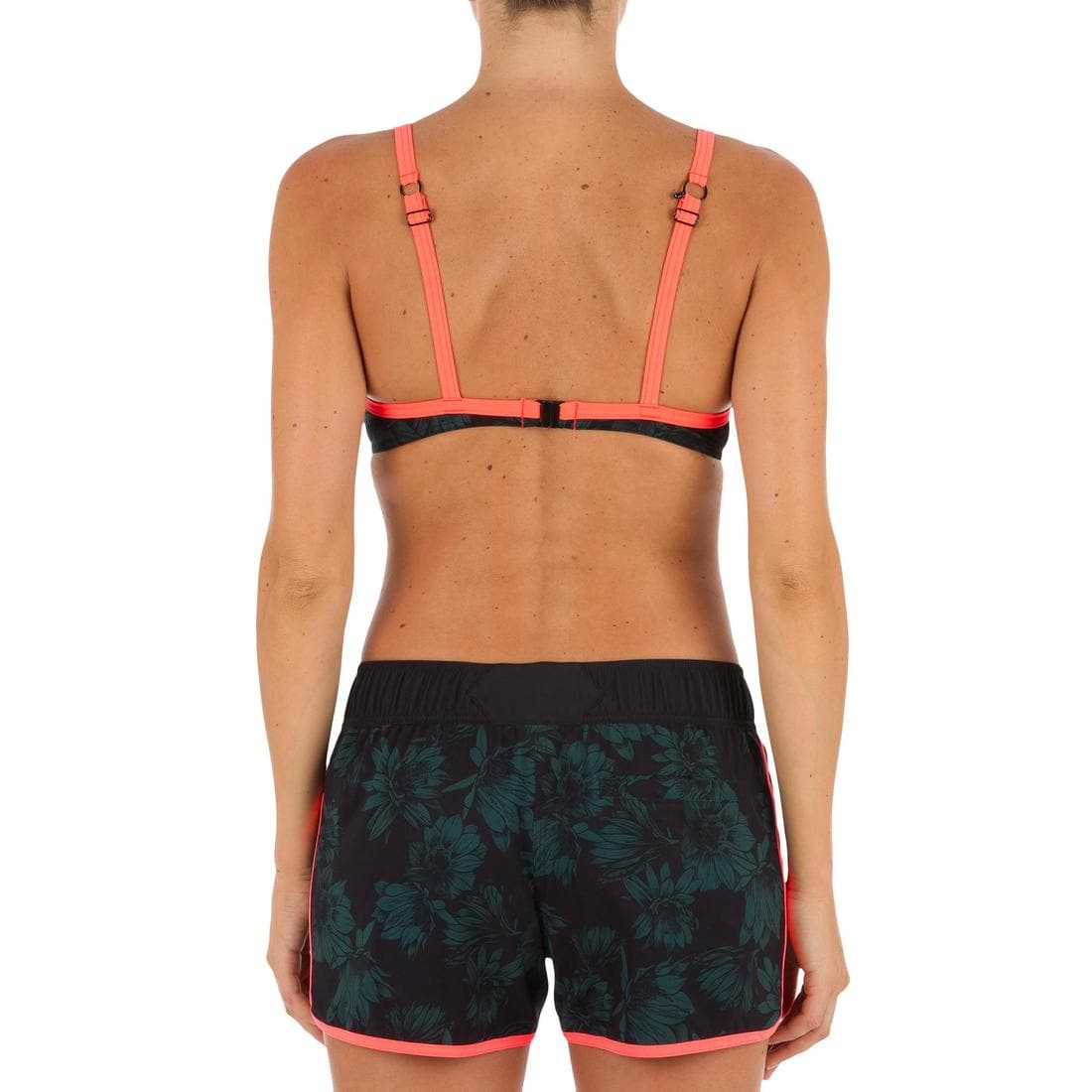 Boardshort surf femme TINI CORAIL avec ceinture élastiquée et cordon de serrage