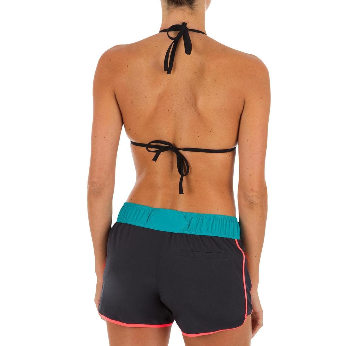 Boardshort surf femme TINI CORAIL avec ceinture élastiquée et cordon de serrage