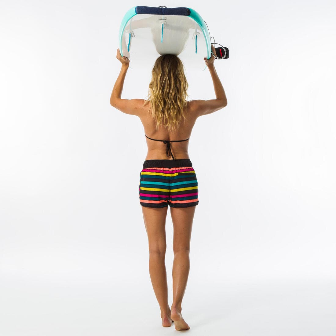 Boardshort surf femme TINI CORAIL avec ceinture élastiquée et cordon de serrage