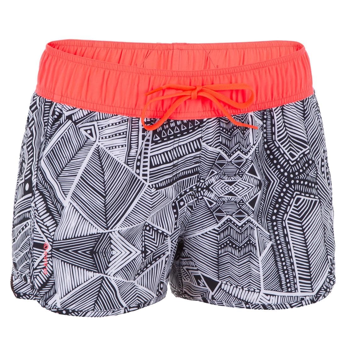 Boardshort surf femme TINI CORAIL avec ceinture élastiquée et cordon de serrage