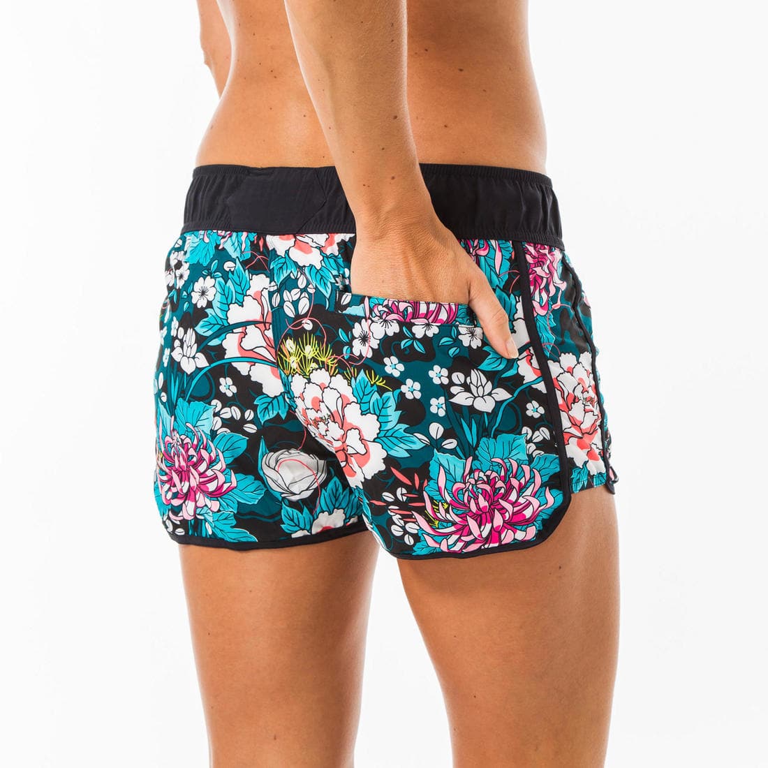 Boardshort surf femme TINI CORAIL avec ceinture élastiquée et cordon de serrage