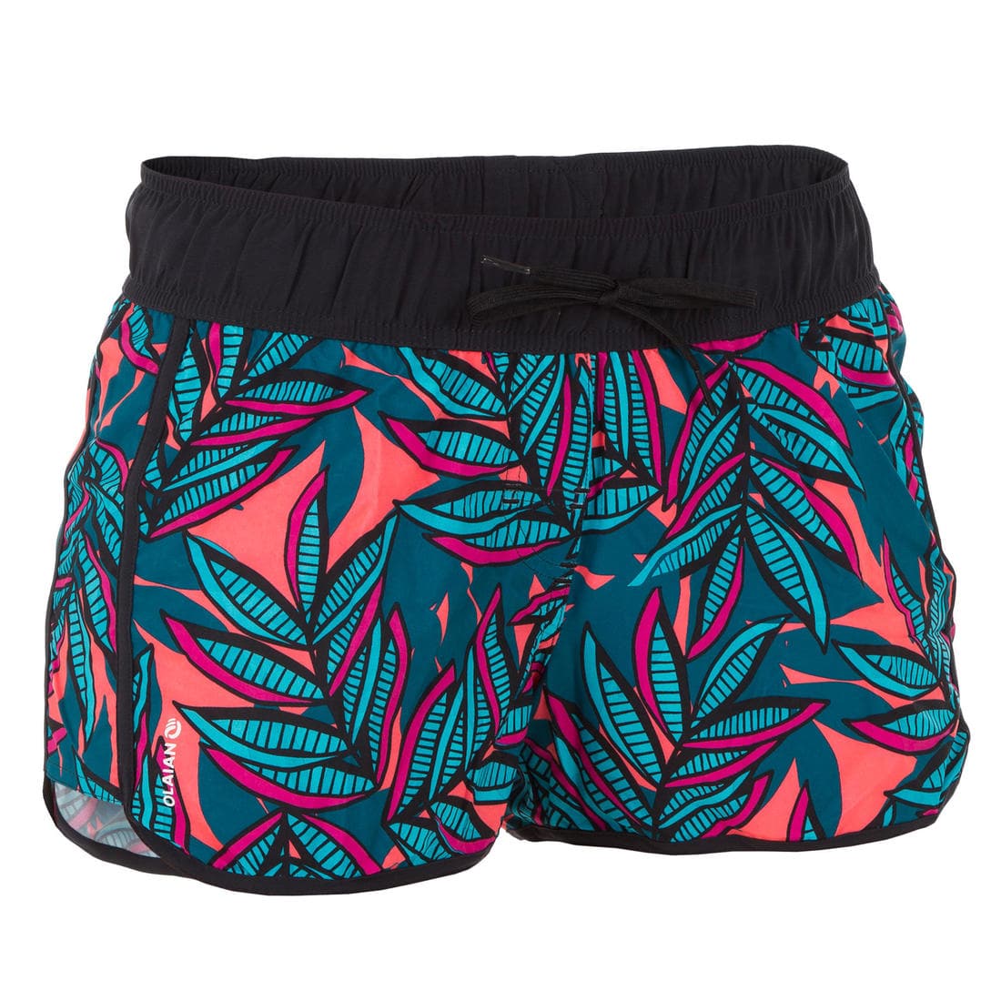 Boardshort surf femme TINI CORAIL avec ceinture élastiquée et cordon de serrage